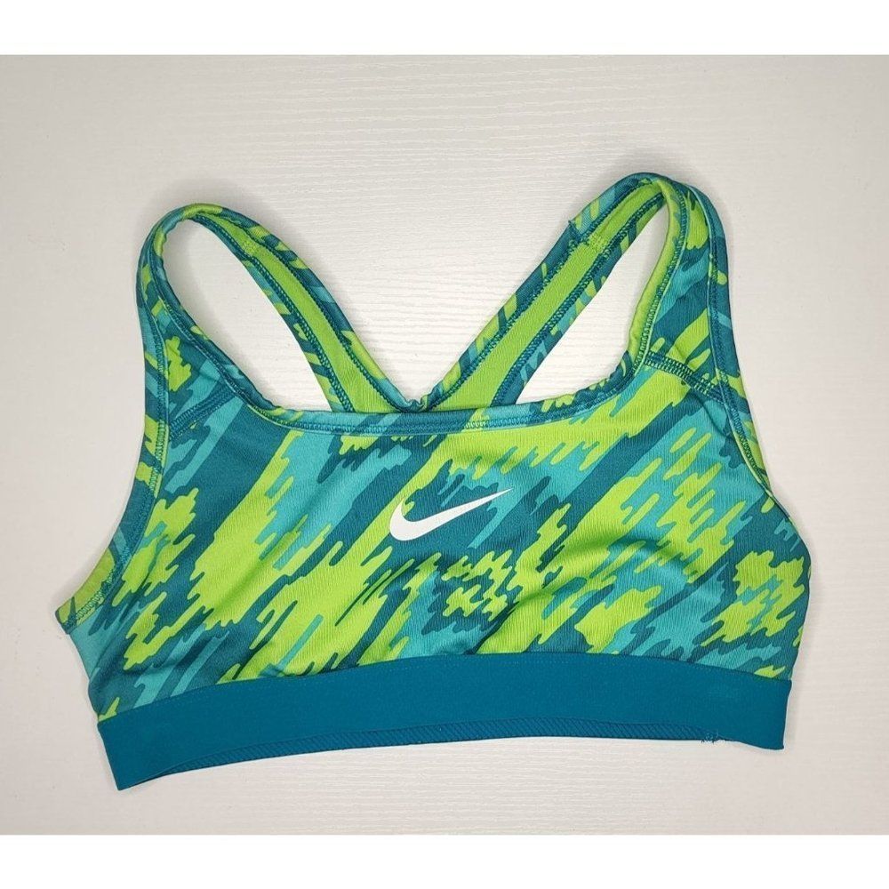 Green Nike Women's Dri-Fit Medium Sports Bra